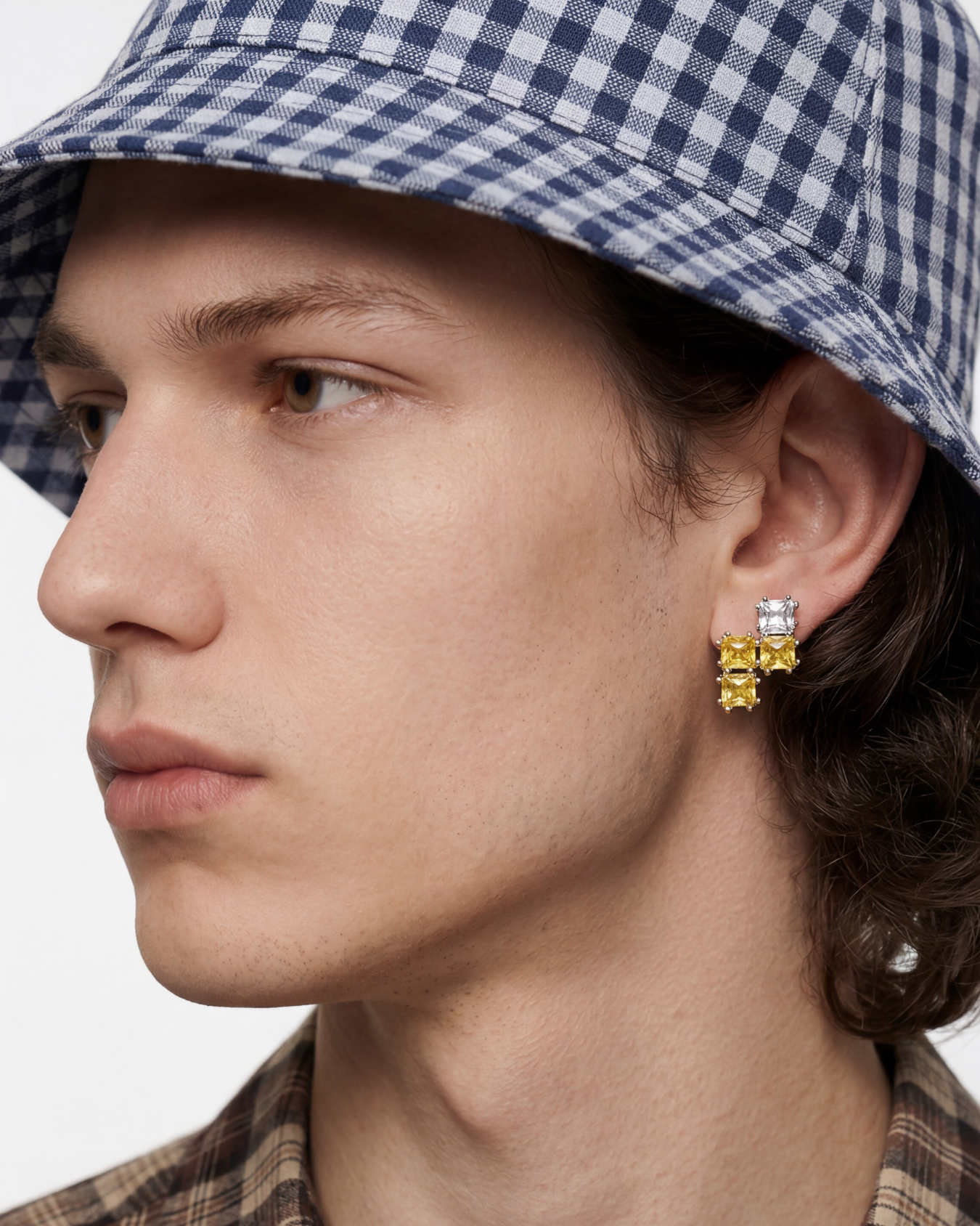 Yellow Tetris Earring
