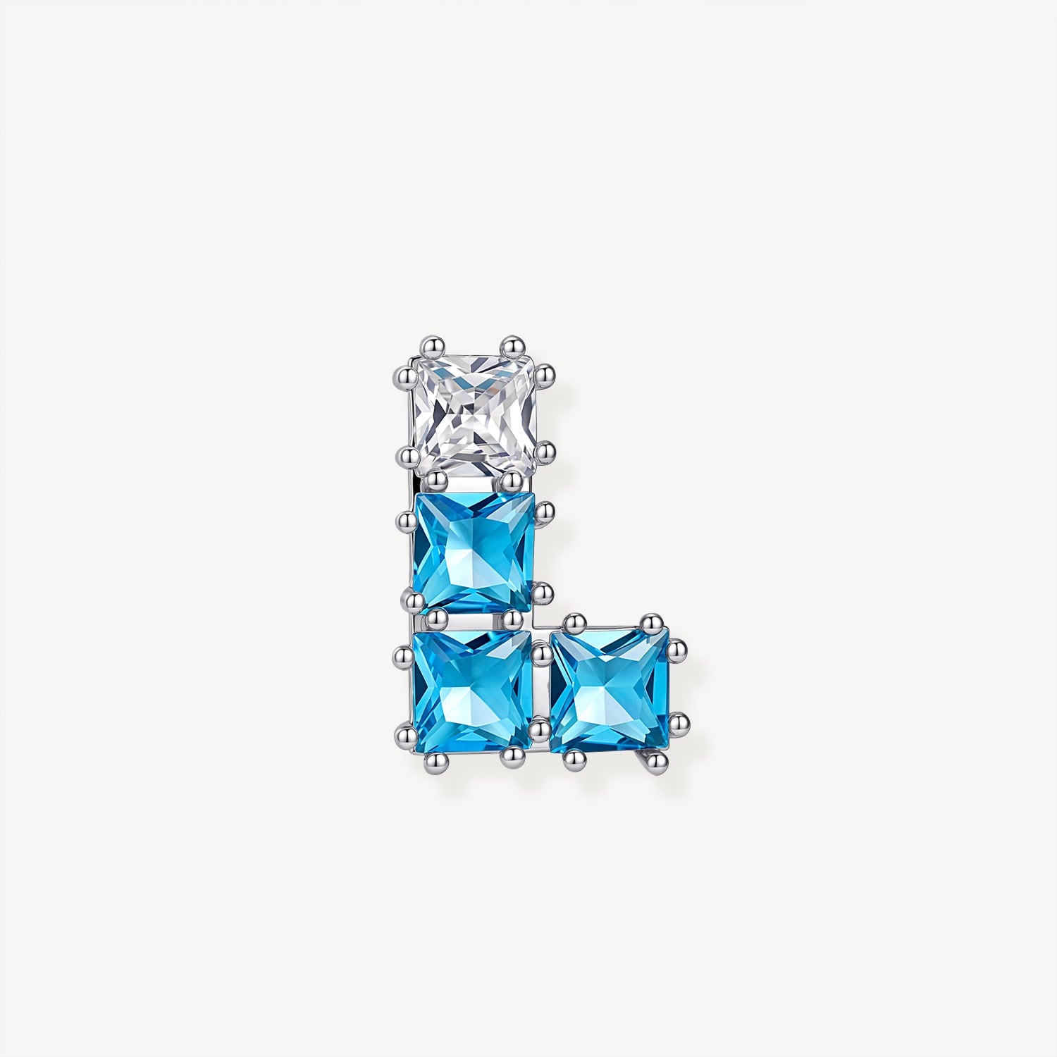 Blue Tetris Earring