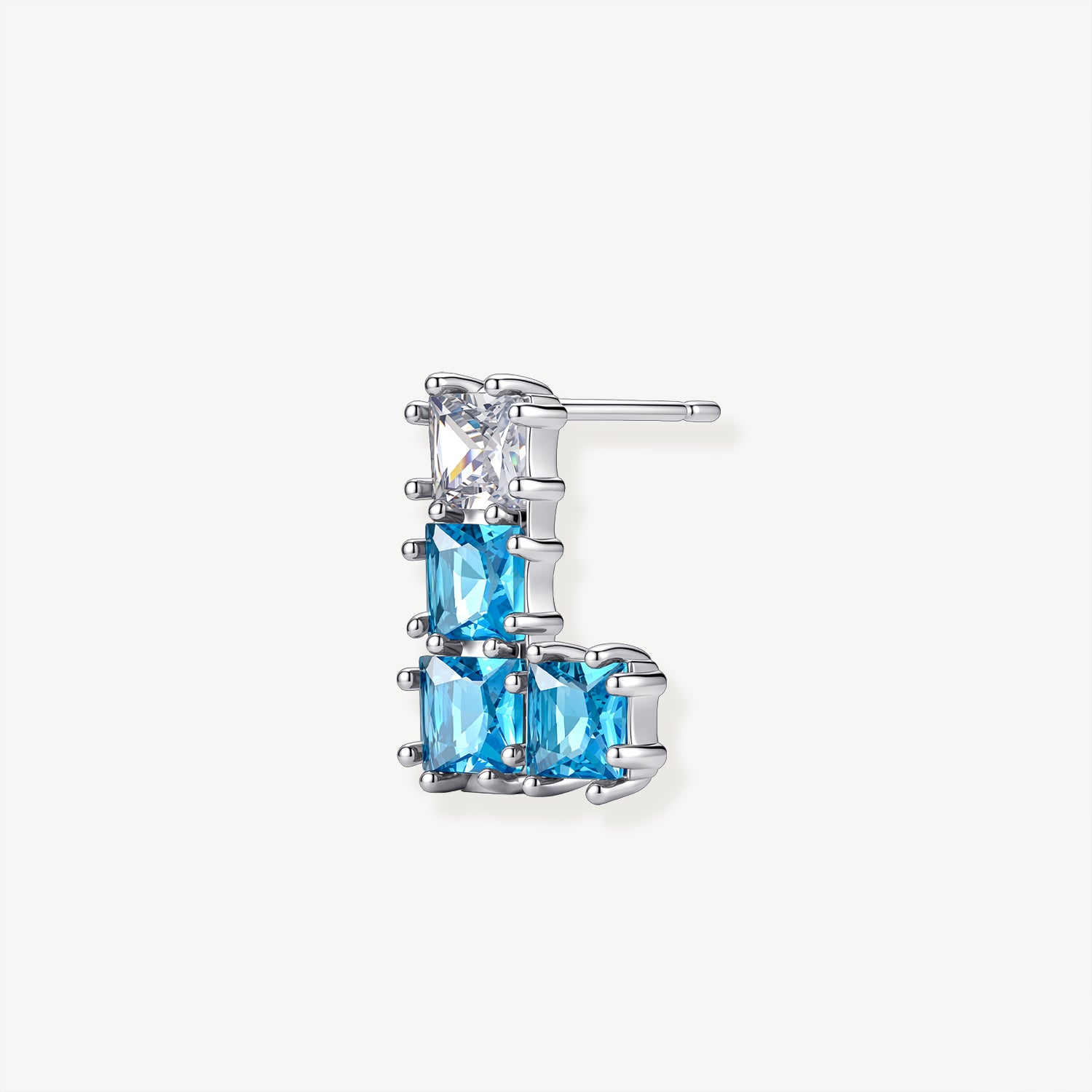 Blue Tetris Earring