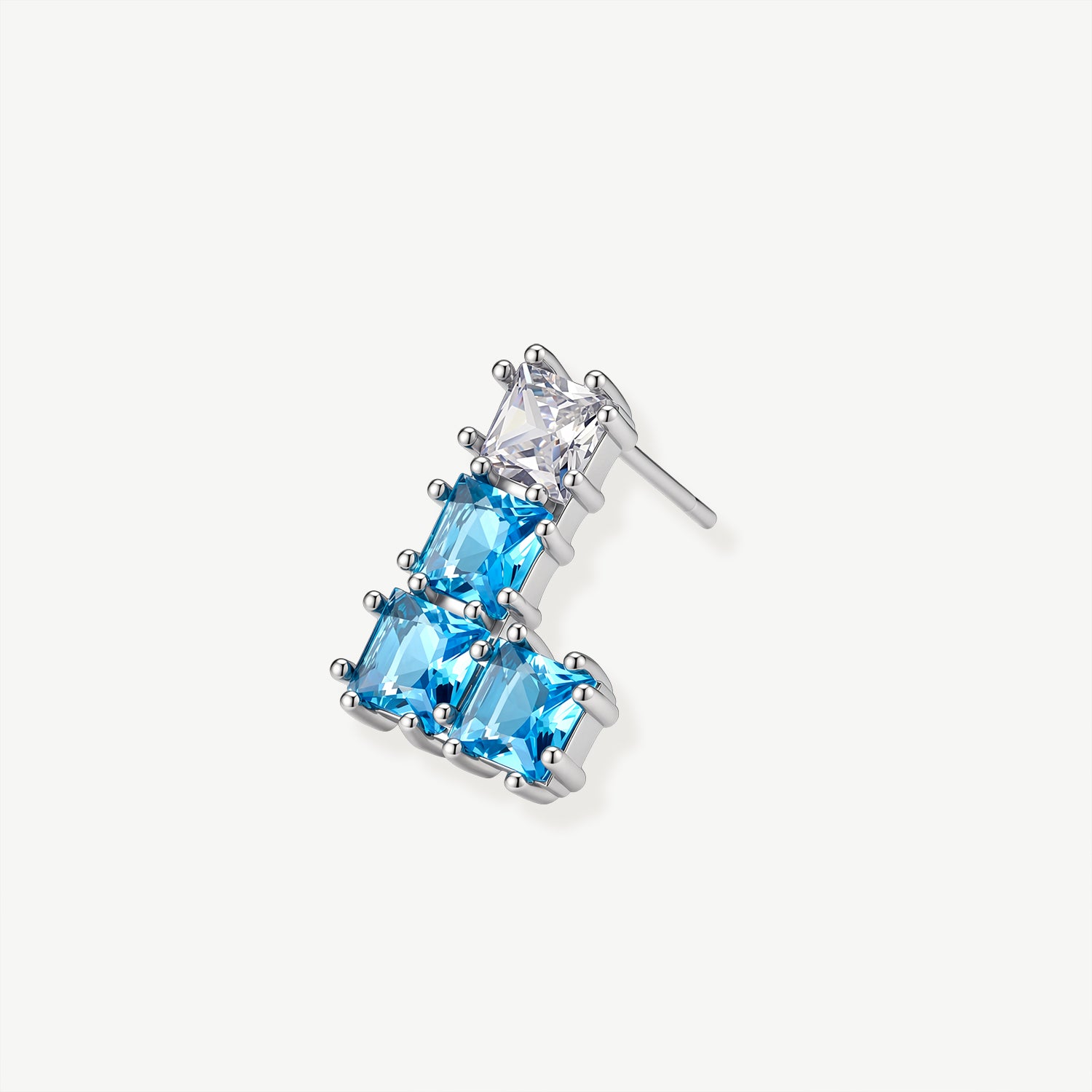 Blue Tetris Earring