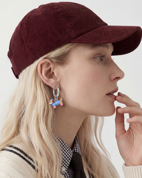 Blue Dachsund Earring